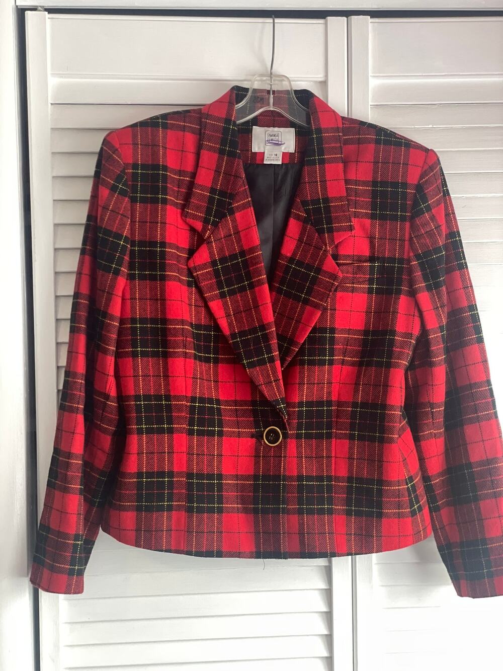 Vintage Amanda Smith Made in the USA Red Plaid Short Blazer | Sz 16 | EUC